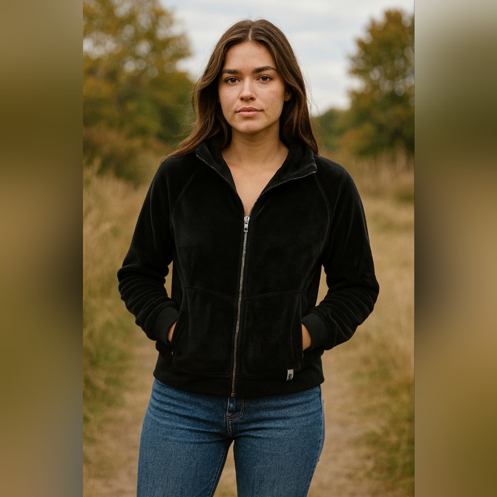 Free Country Black Zip-Up Jacket Size Large